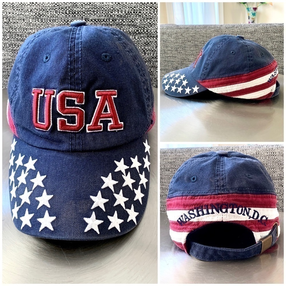 𝅺USA baseball cap washington DC Patriotic america Stars l Stripes hat red blue
